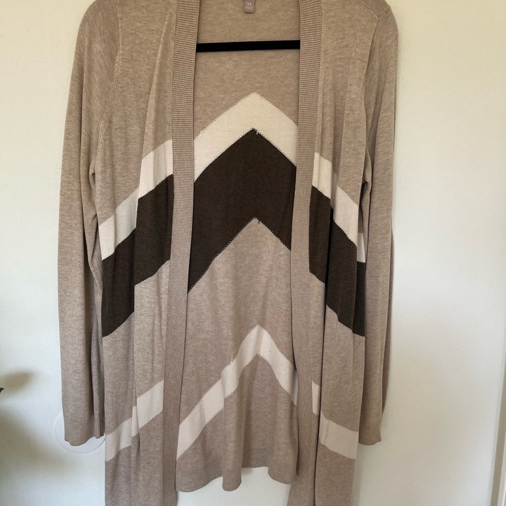 Banana Republic Tan and Brown Chevron Cardigan